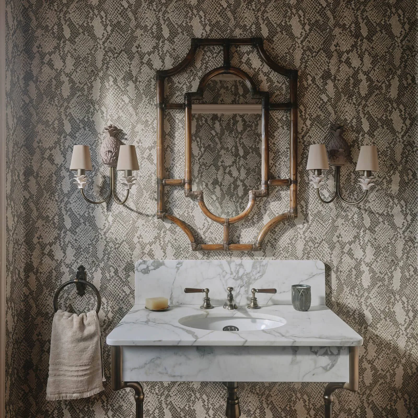 House of Hackney Cobra Wallpaper in Phlox House of Hackney Cobra wallpaper in Phlox, serpents and animal markings in phlox