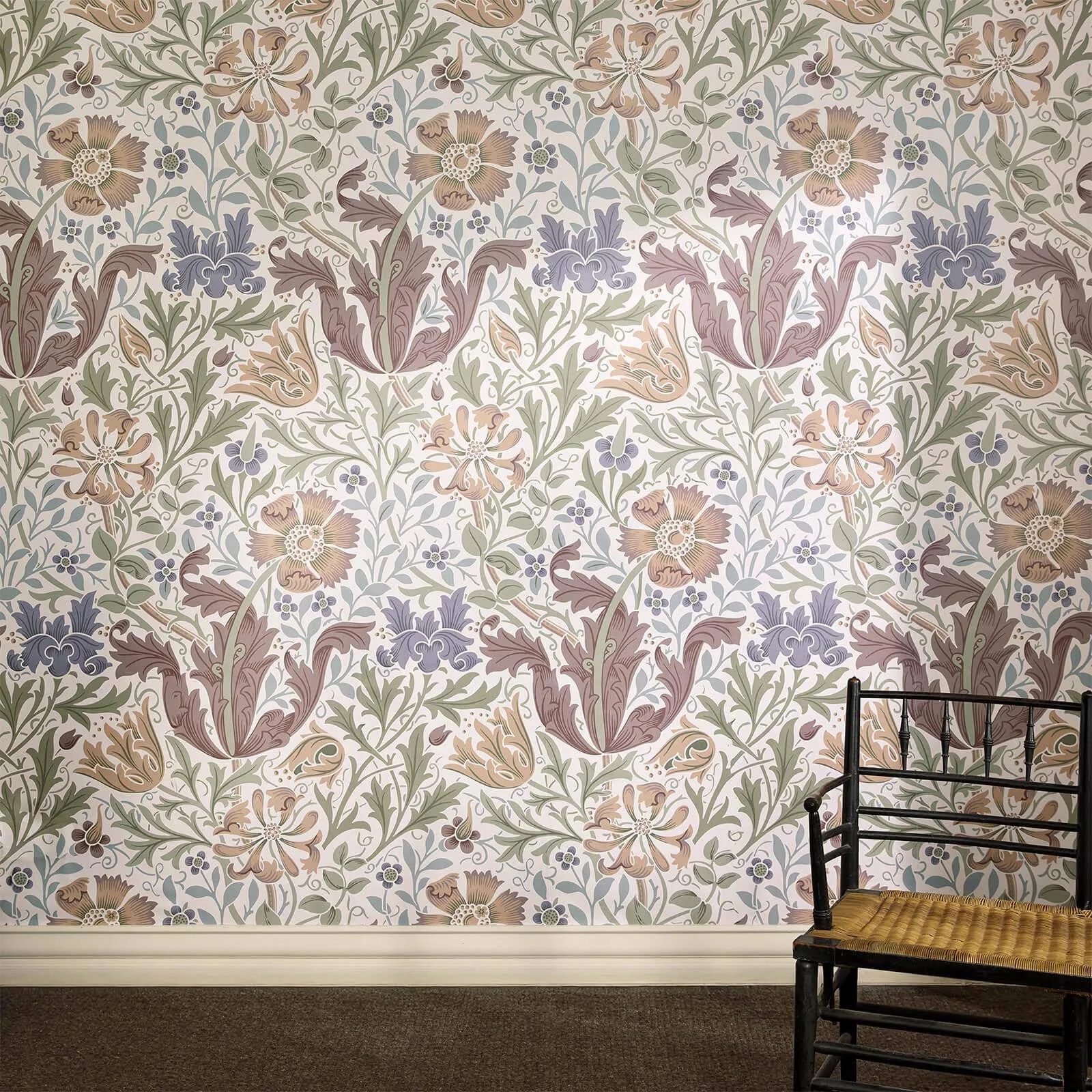House of Hackney Compton Magna wallpaper in Cirrus, blooms and foliage in cirrus