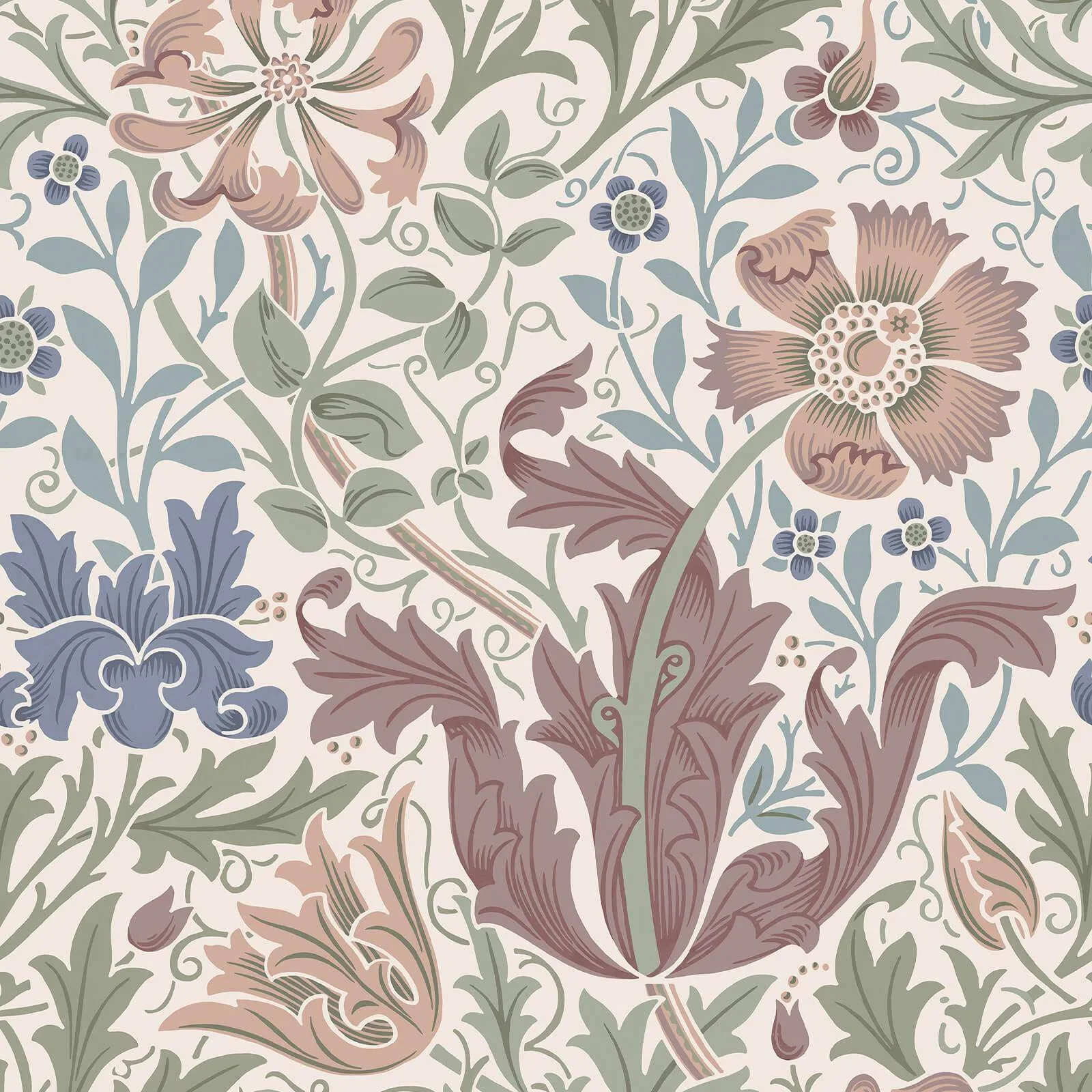House of Hackney Compton Magna wallpaper in Cirrus, blooms and foliage in cirrus