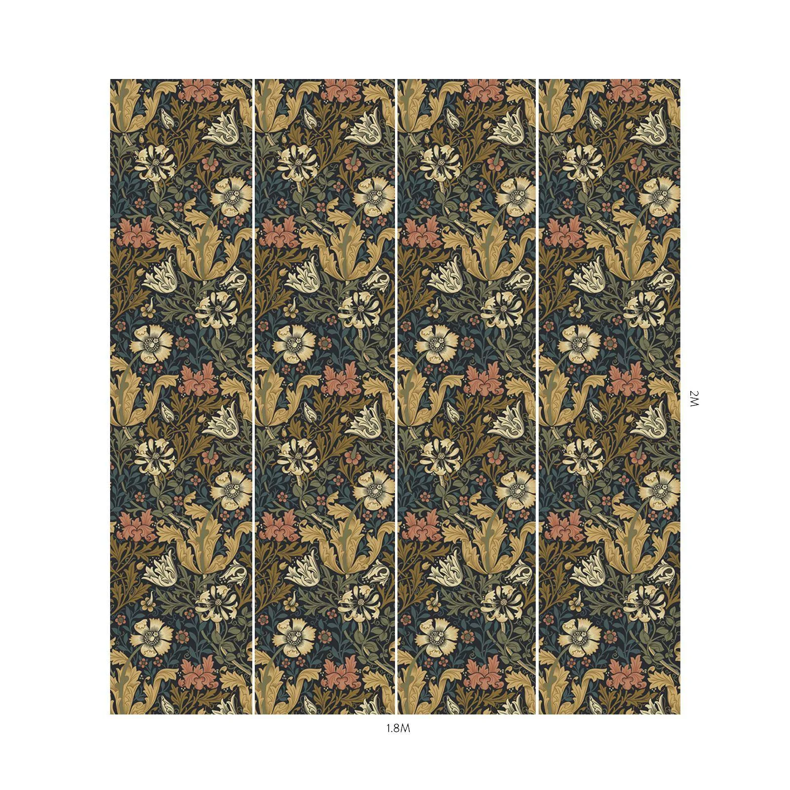 House of Hackney Compton wallpaper in Midnight, blooms and foliage in midnight