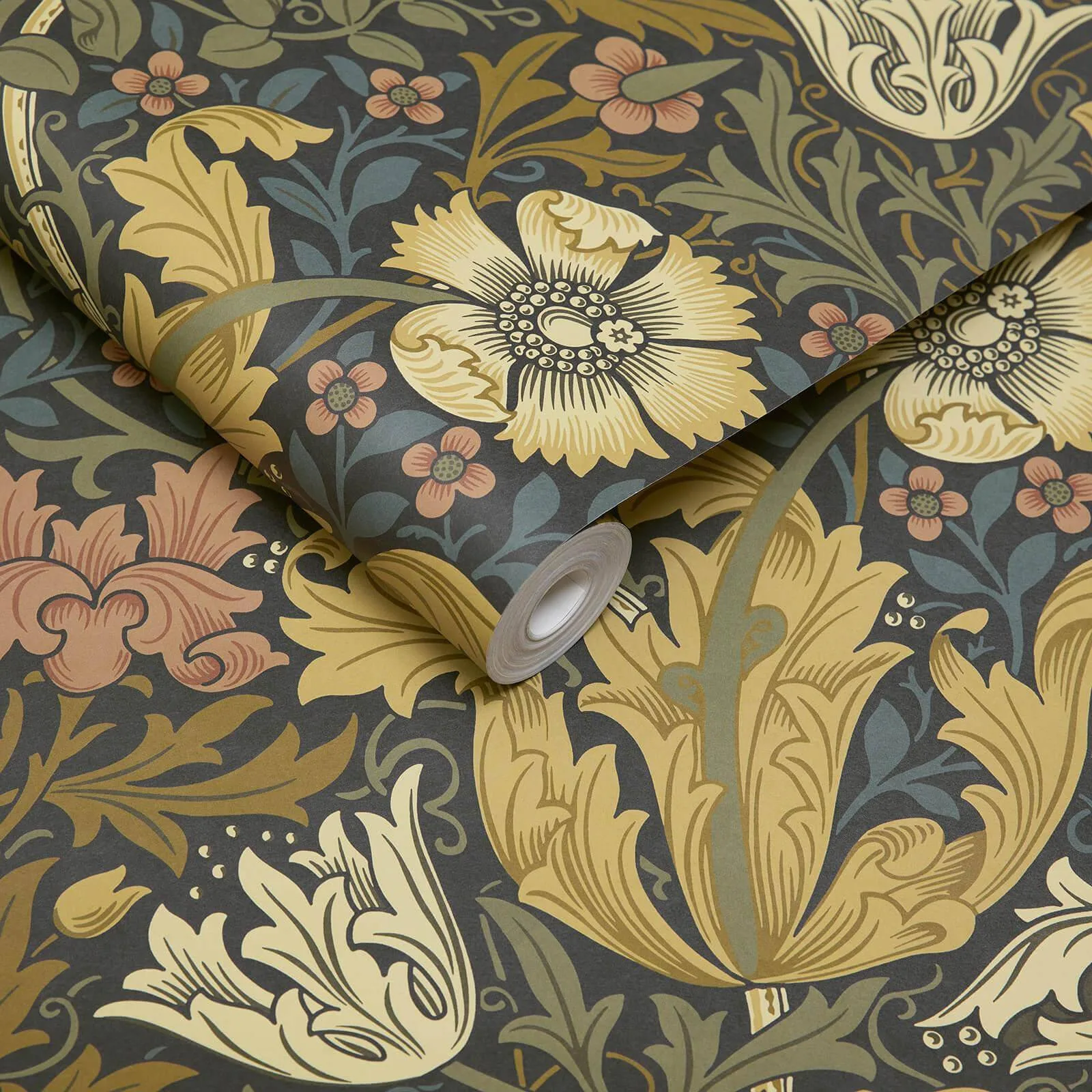 House of Hackney Compton wallpaper in Midnight, blooms and foliage in midnight