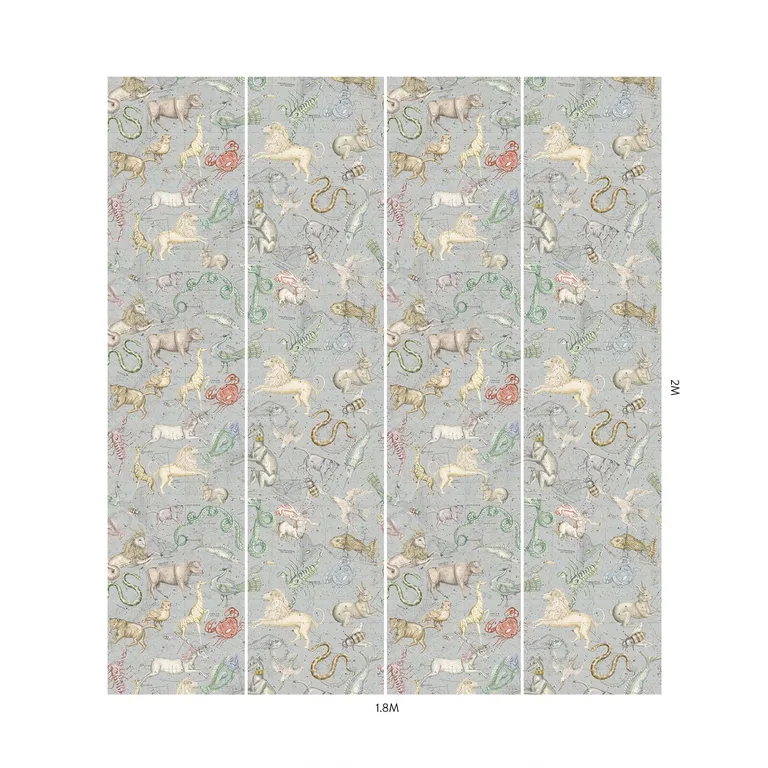 House of Hackney Cosmos wallpaper in Celestial Blue, animal markings and celestial motifs in blue