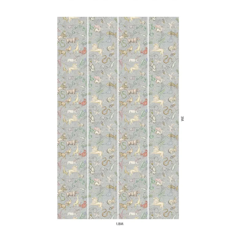House of Hackney Cosmos wallpaper in Celestial Blue, animal markings and celestial motifs in blue