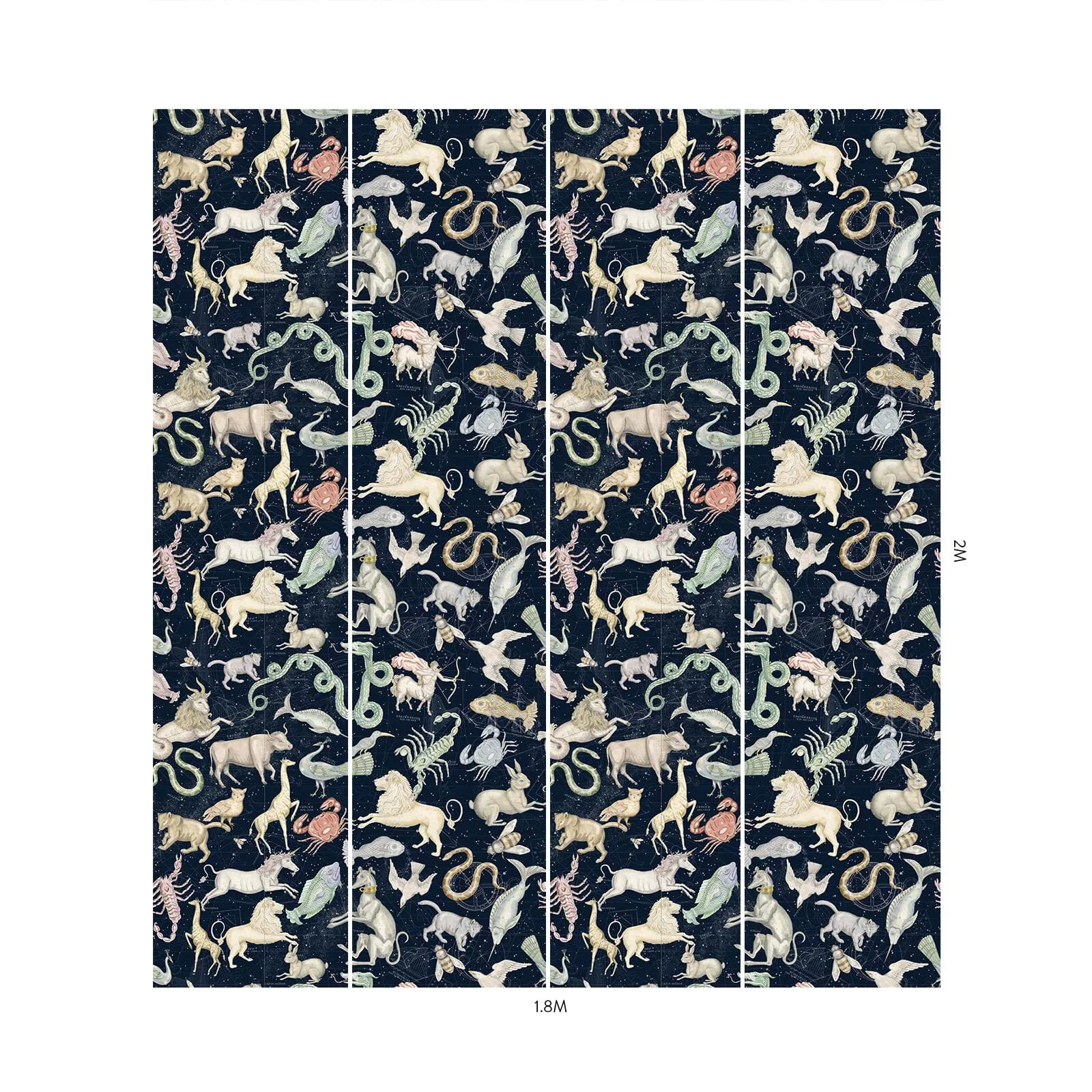 House of Hackney Cosmos Wallpaper in Midnight House of Hackney Cosmos wallpaper in Midnight, animal markings and celestial motifs in midnight