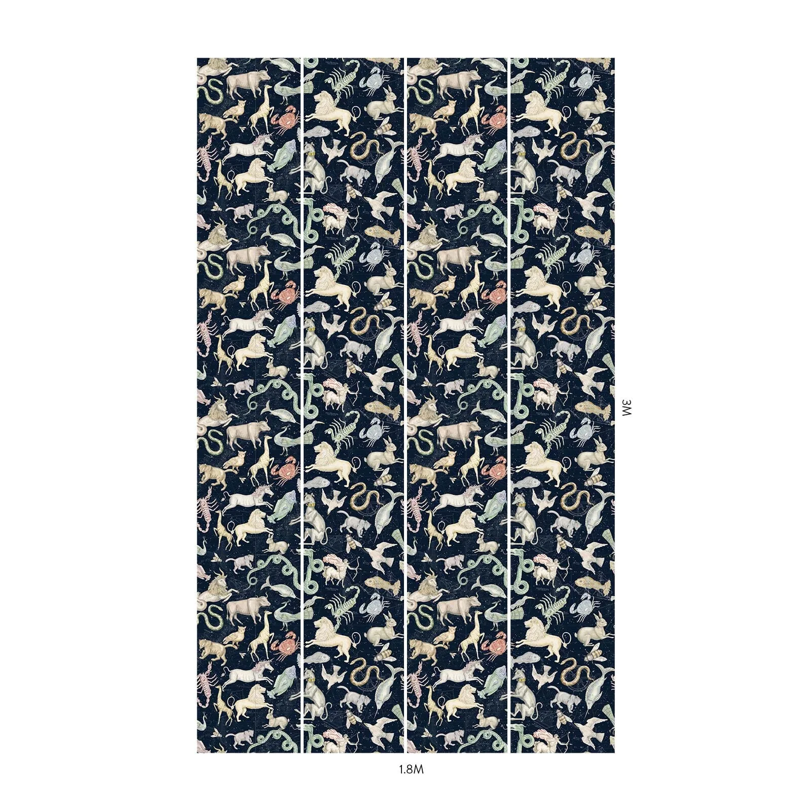 House of Hackney Cosmos Wallpaper in Midnight House of Hackney Cosmos wallpaper in Midnight, animal markings and celestial motifs in midnight