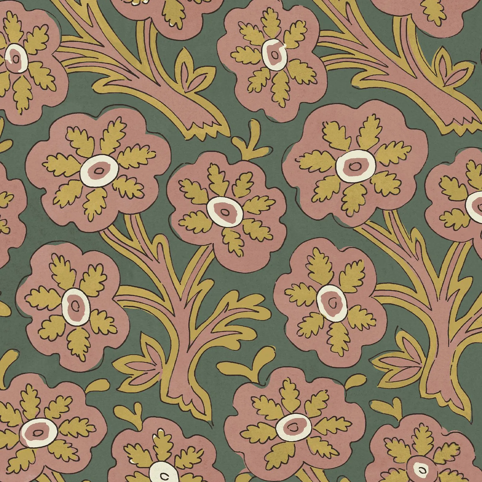 House of Hackney Dalston Daisy wallpaper in Hedera, the Dalston Daisy design in hedera