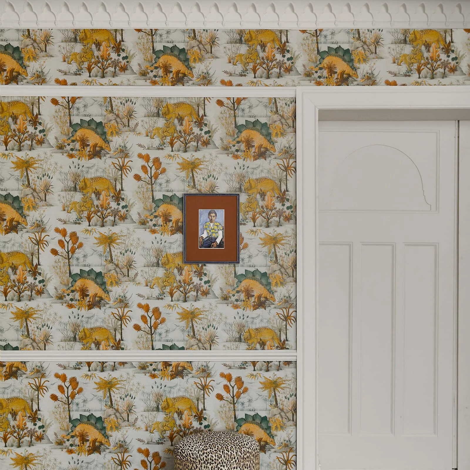 House of Hackney Dinosauria wallpaper in Dusk, animal markings in dusk