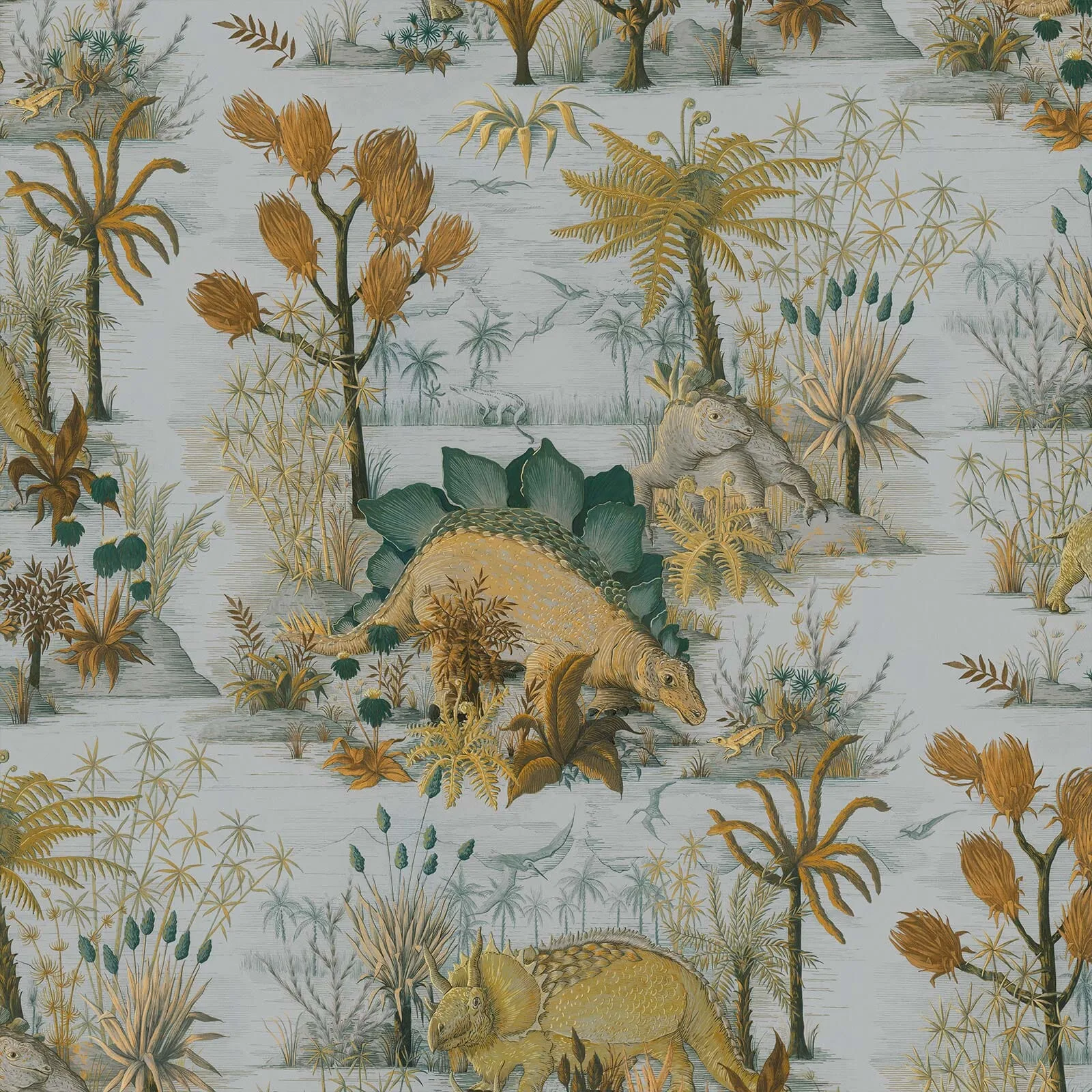 House of Hackney Dinosauria wallpaper in Dusk, animal markings in dusk
