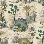 House of Hackney Dinosauria Wallpaper in Ecru House of Hackney Dinosauria wallpaper in Ecru, foliage and animal markings in ecru