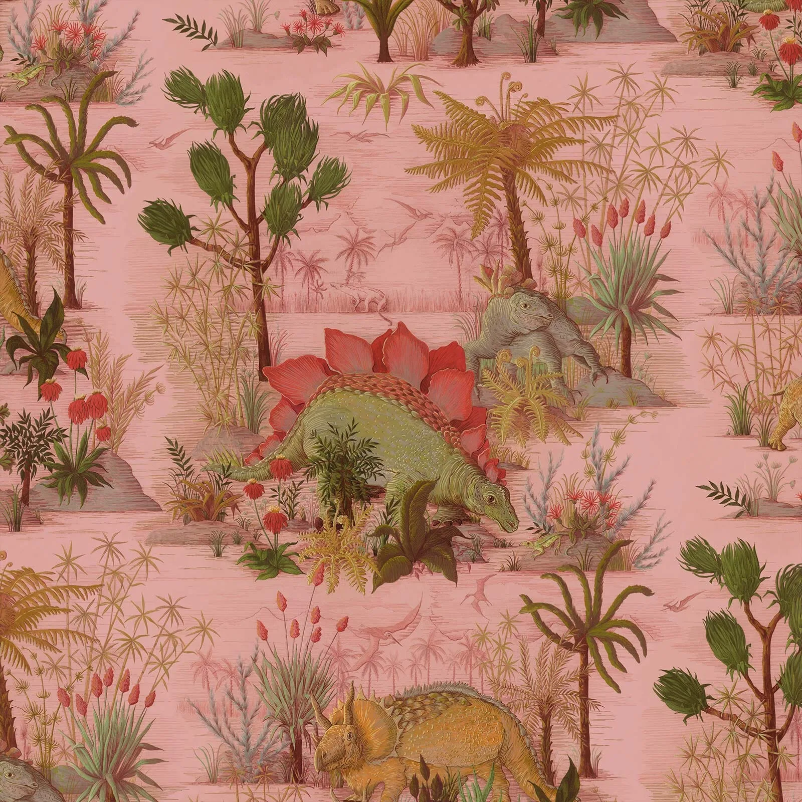 House of Hackney Dinosauria wallpaper in Plaster, foliage and animal markings in plaster