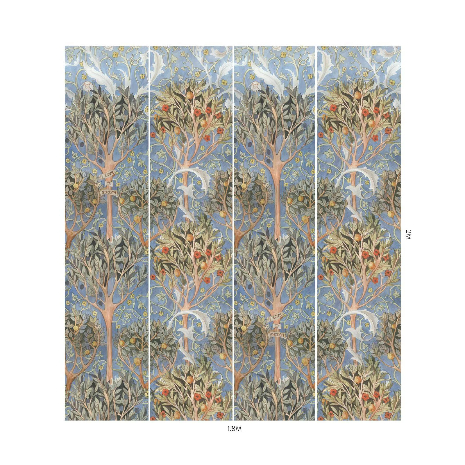 House of Hackney Earthly Paradise wallpaper in Celestial Blue, foliage and geometric forms in blue