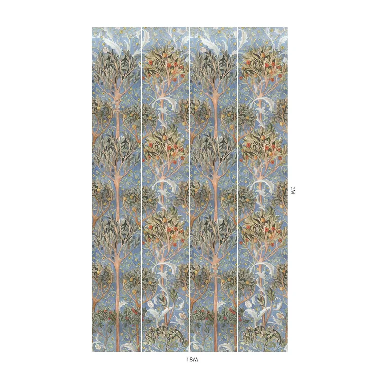 House of Hackney Earthly Paradise wallpaper in Celestial Blue, foliage and geometric forms in blue