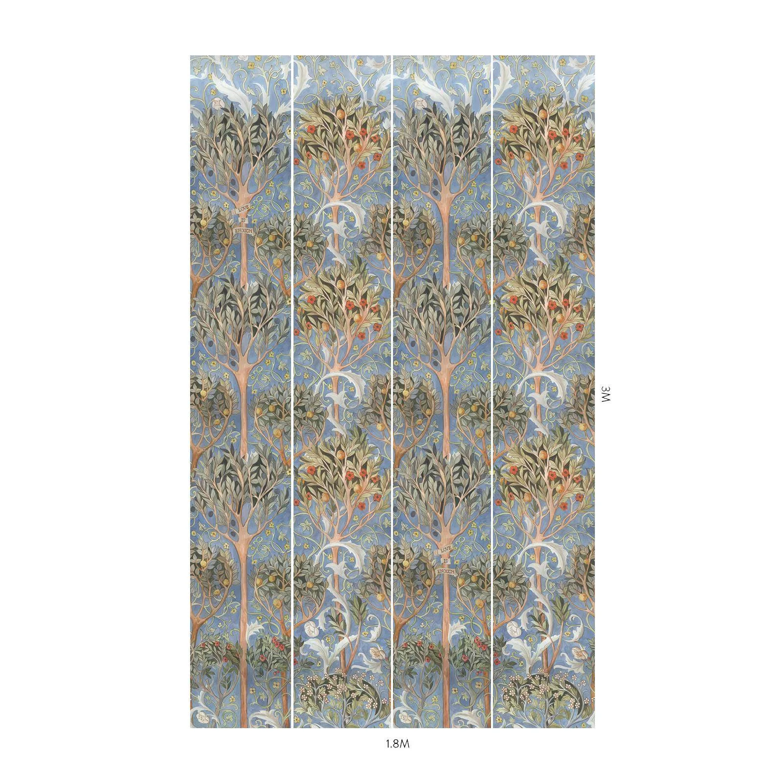 House of Hackney Earthly Paradise wallpaper in Celestial Blue, foliage and geometric forms in blue