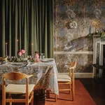 House of Hackney Earthly Paradise wallpaper in Celestial Blue, foliage and geometric forms in blue