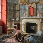 House of Hackney Earthly Paradise wallpaper in Celestial Blue, foliage and geometric forms in blue
