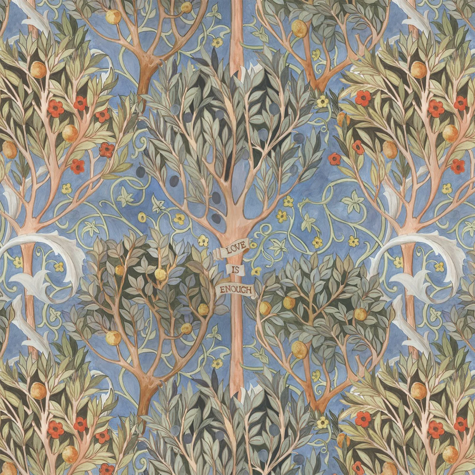 House of Hackney Earthly Paradise wallpaper in Celestial Blue, foliage and geometric forms in blue