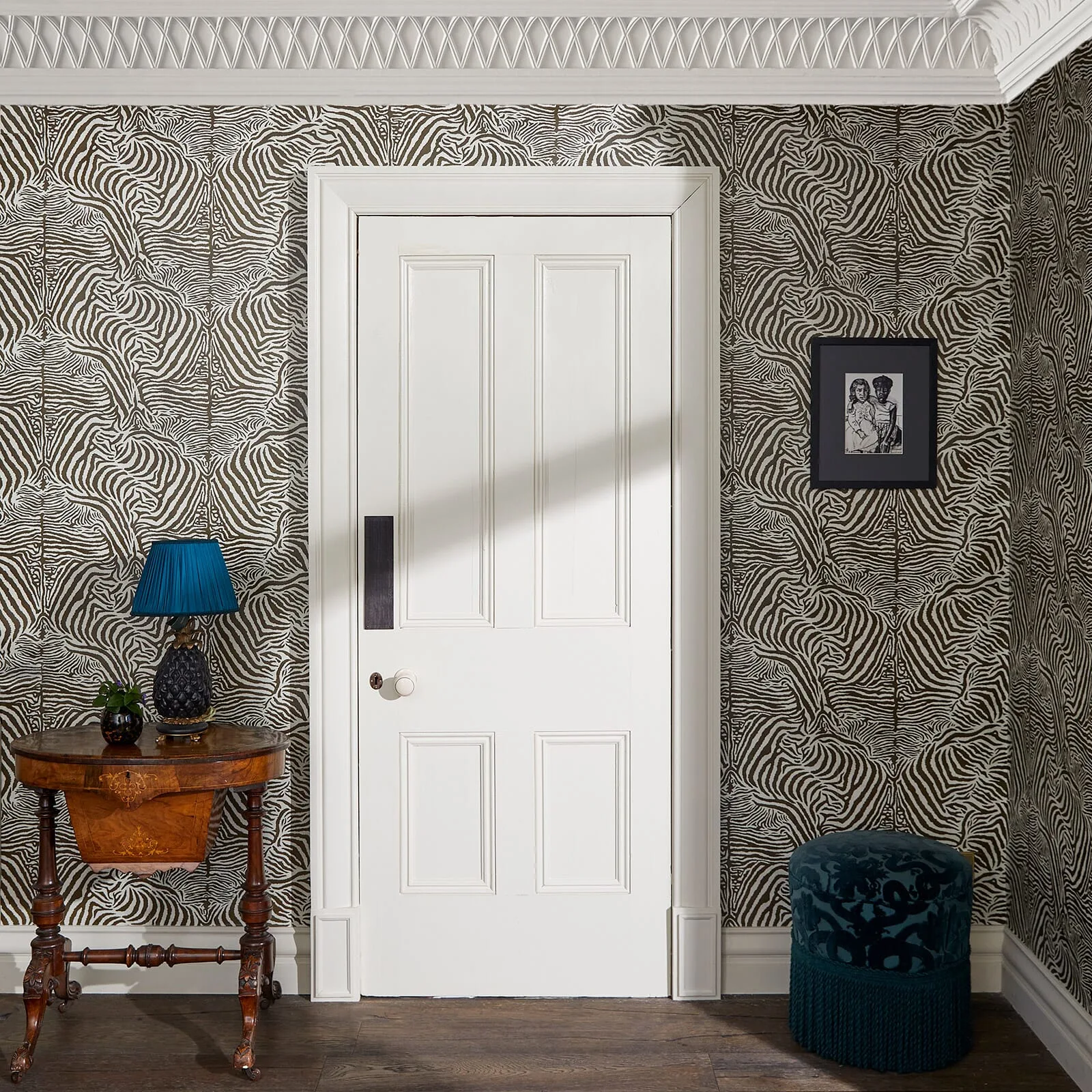 House of Hackney Equus wallpaper in Cocoa, animal markings and stripes in cocoa