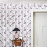 House of Hackney Flamboyance wallpaper in Off White & Macaroon Pink, animal markings and stripes in pink