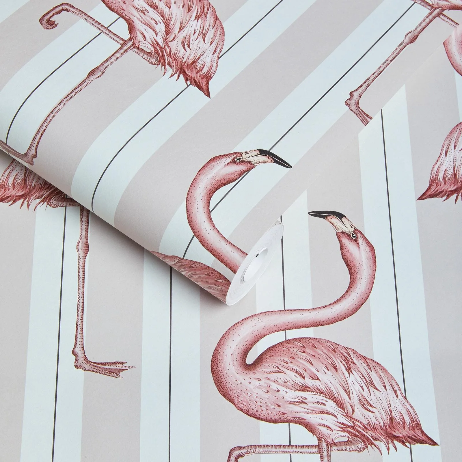 House of Hackney Flamboyance wallpaper in Off White & Macaroon Pink, animal markings and stripes in pink