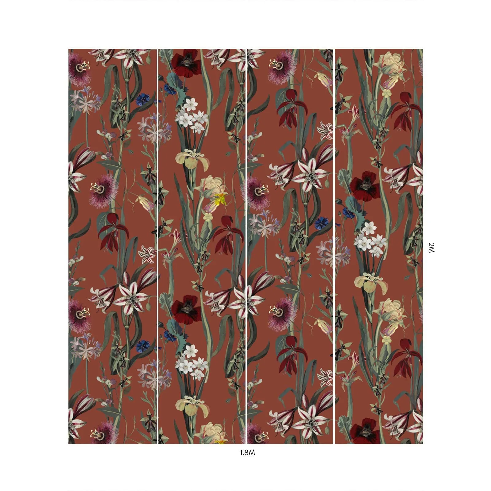 House of Hackney Flora Delanica Wallpaper in Clay House of Hackney Flora Delanica wallpaper in Clay, blooms and foliage in clay