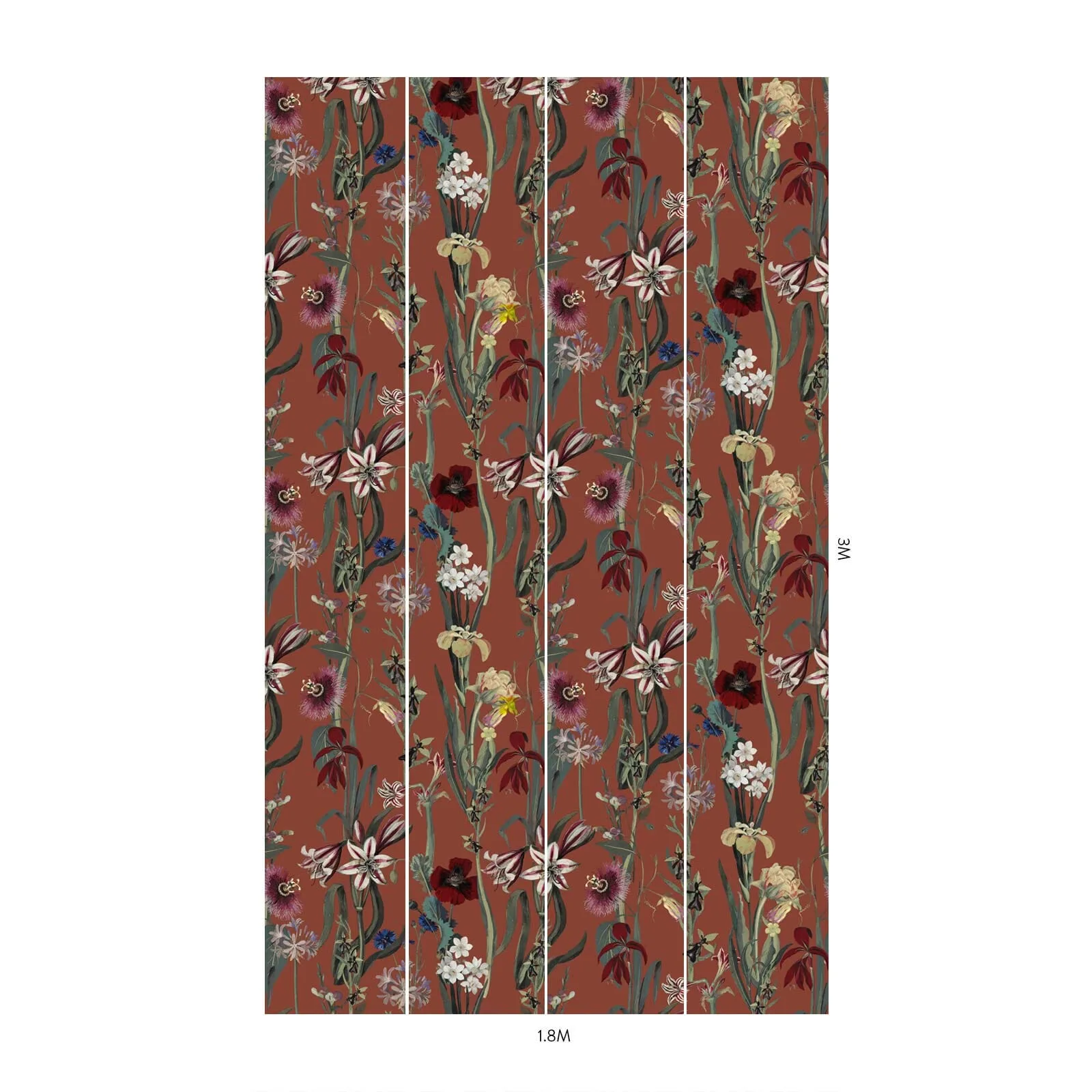House of Hackney Flora Delanica Wallpaper in Clay House of Hackney Flora Delanica wallpaper in Clay, blooms and foliage in clay