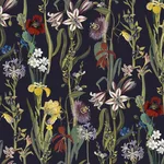 House of Hackney Flora Delanica wallpaper in Midnight, blooms and foliage in midnight