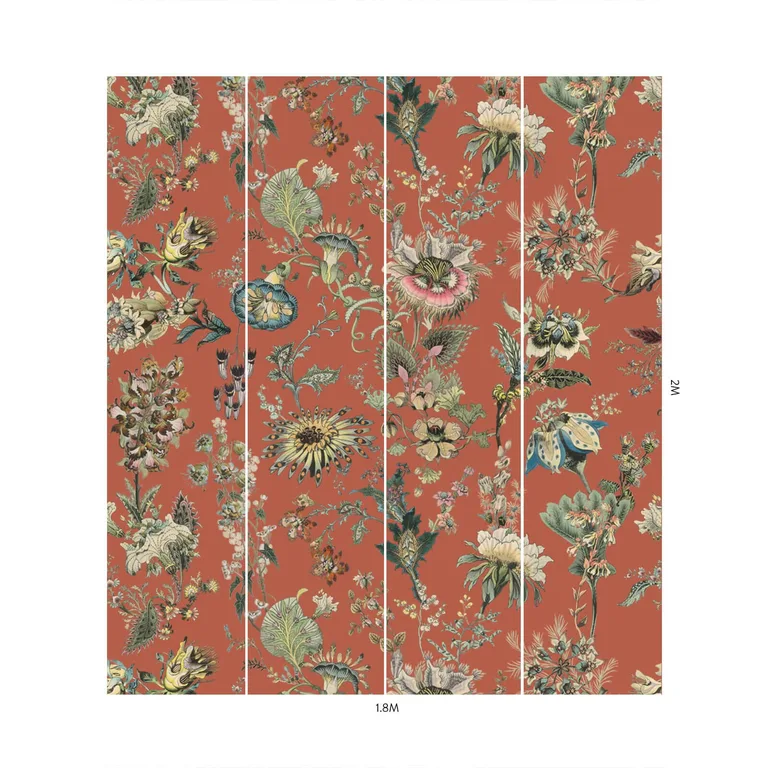 House of Hackney Flora Fantasia wallpaper in Amber, blooms and foliage in amber