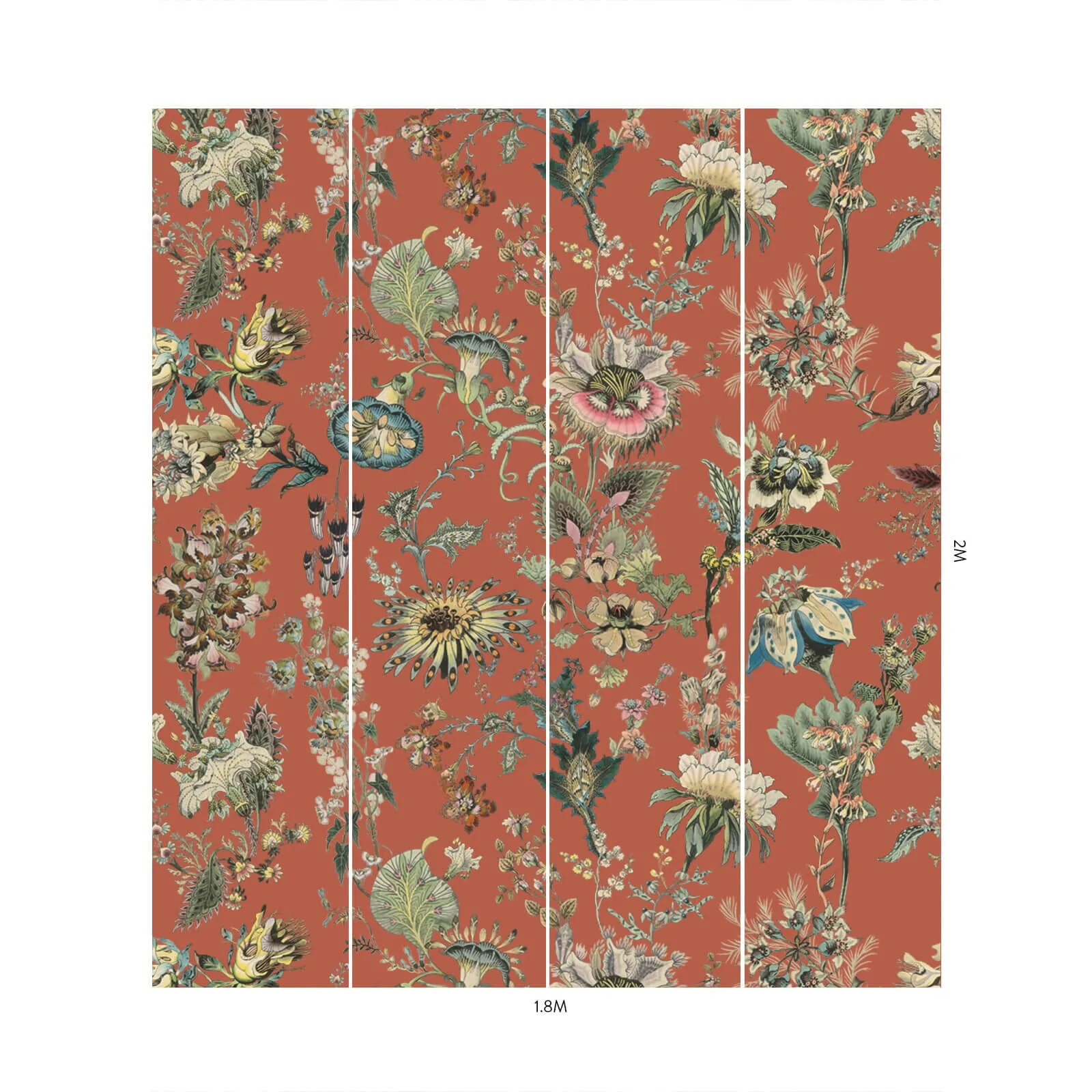 House of Hackney Flora Fantasia wallpaper in Amber, blooms and foliage in amber