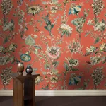 House of Hackney Flora Fantasia wallpaper in Amber, blooms and foliage in amber