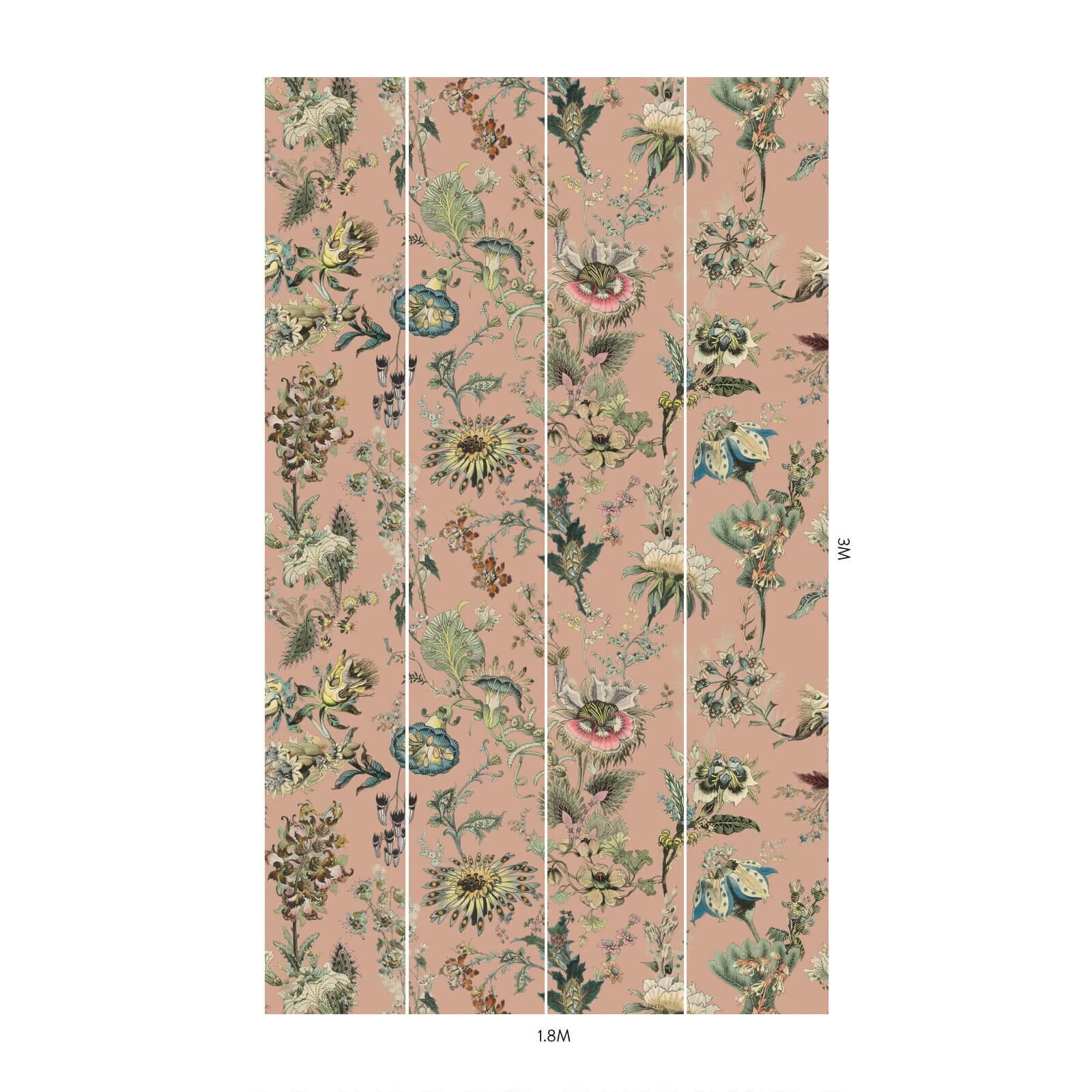 House of Hackney Flora Fantasia wallpaper in Bisque Pink, blooms and foliage in pink