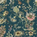 House of Hackney Flora Fantasia wallpaper in Cerulean, blooms and foliage in cerulean