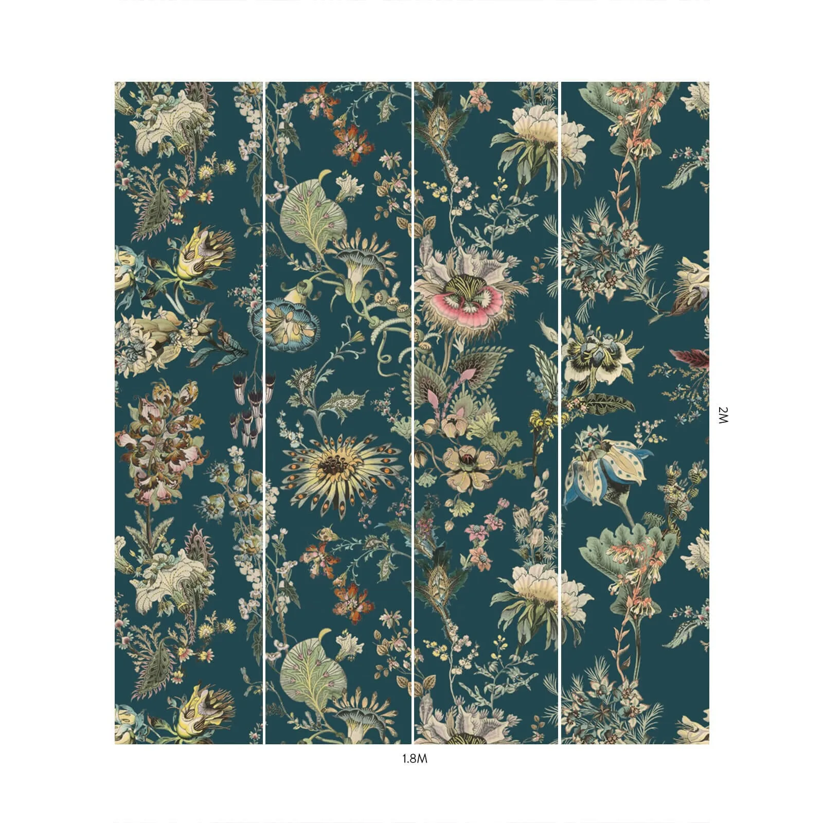 House of Hackney Flora Fantasia wallpaper in Cerulean, blooms and foliage in cerulean