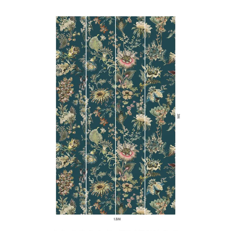 House of Hackney Flora Fantasia wallpaper in Cerulean, blooms and foliage in cerulean