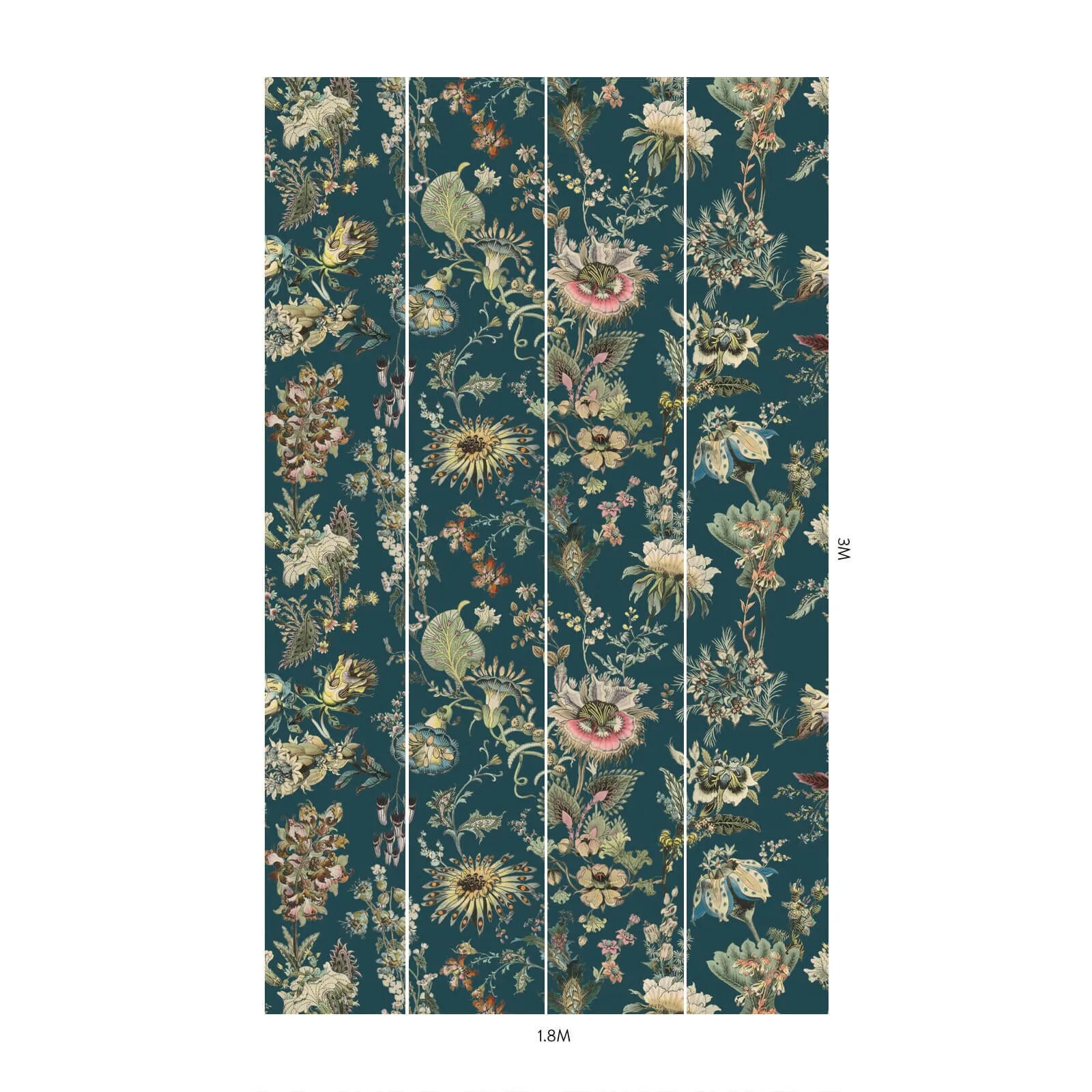 House of Hackney Flora Fantasia wallpaper in Cerulean, blooms and foliage in cerulean