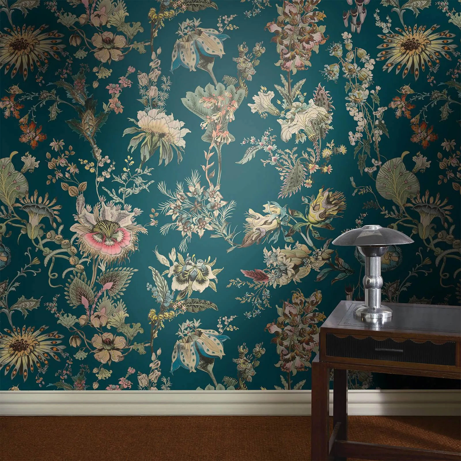 House of Hackney Flora Fantasia wallpaper in Cerulean, blooms and foliage in cerulean