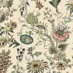 House of Hackney Flora Fantasia wallpaper in Ecru, blooms and foliage in ecru