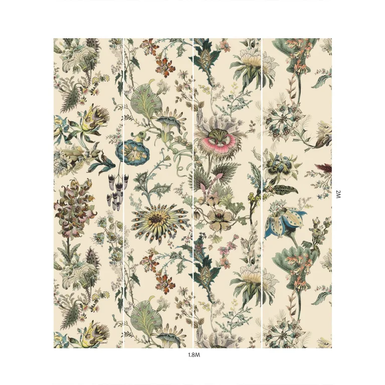 House of Hackney Flora Fantasia wallpaper in Ecru, blooms and foliage in ecru