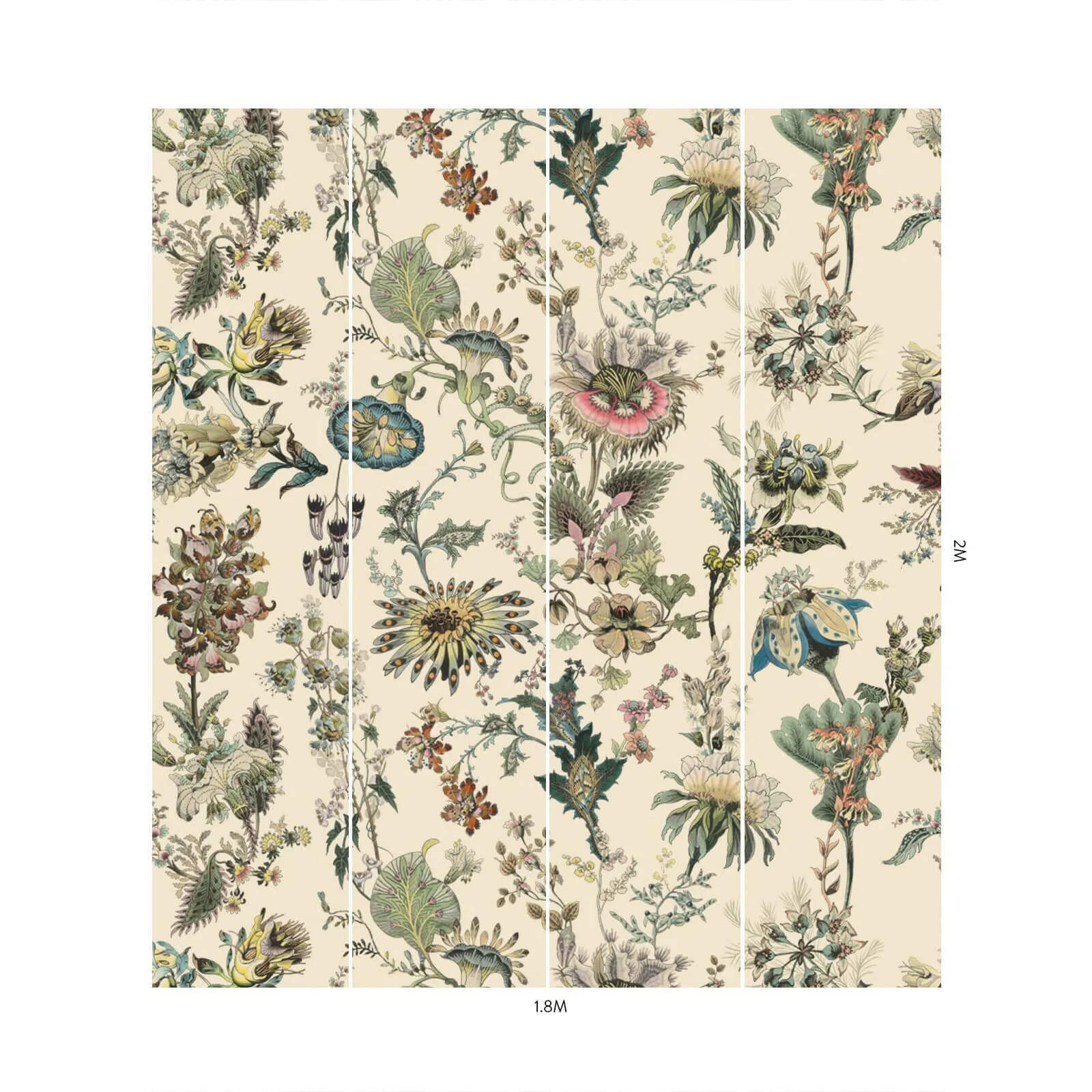 House of Hackney Flora Fantasia wallpaper in Ecru, blooms and foliage in ecru