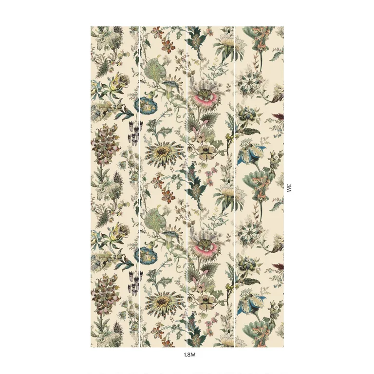 House of Hackney Flora Fantasia wallpaper in Ecru, blooms and foliage in ecru