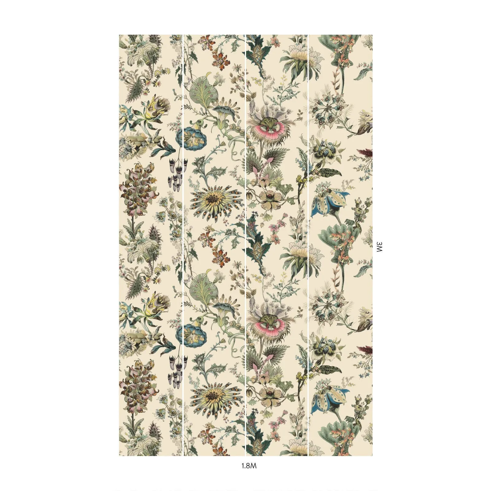 House of Hackney Flora Fantasia wallpaper in Ecru, blooms and foliage in ecru