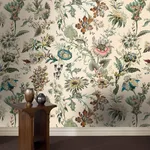 House of Hackney Flora Fantasia wallpaper in Ecru, blooms and foliage in ecru