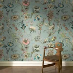 House of Hackney Flora Fantasia wallpaper in Sky Blue, blooms and foliage in blue