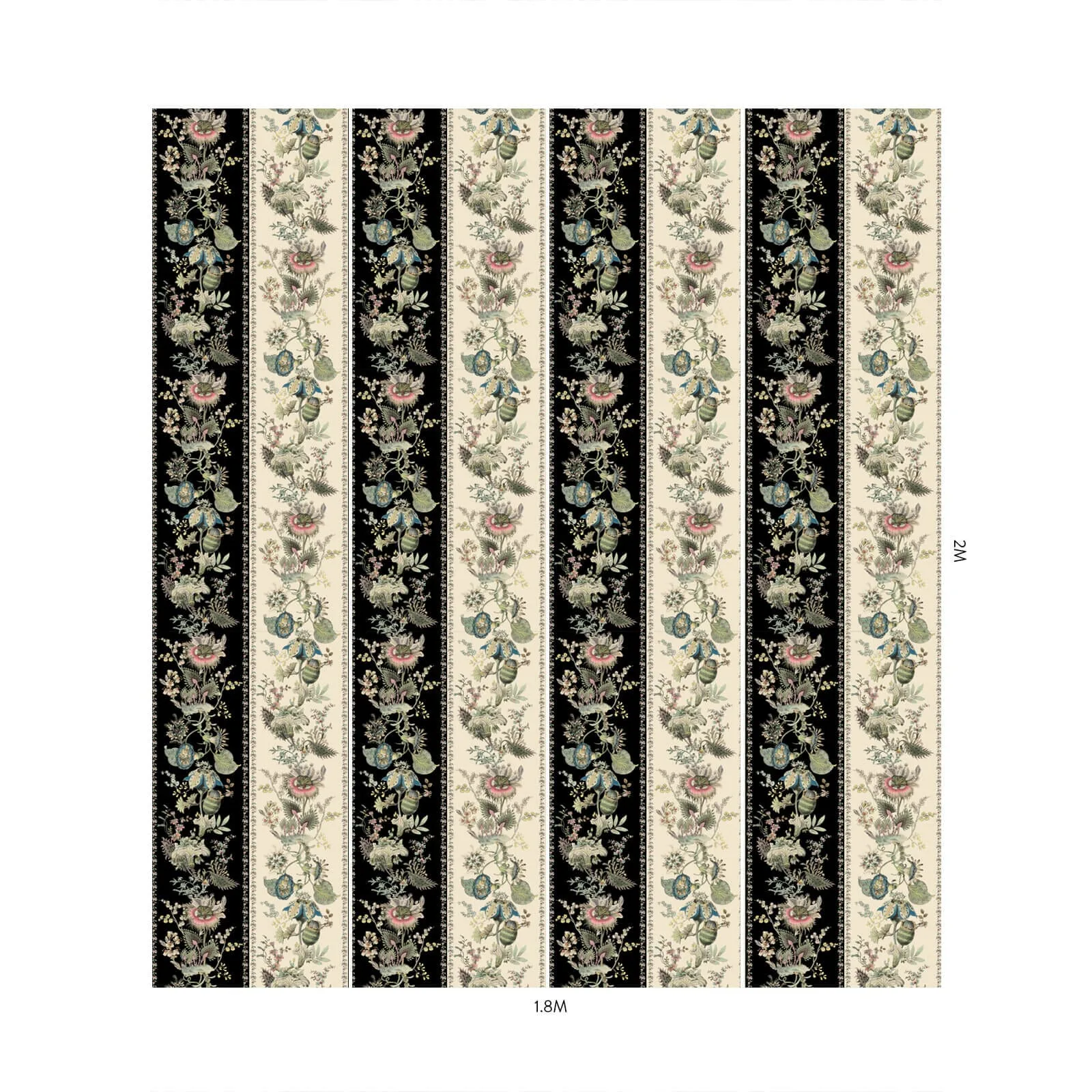 House of Hackney Flora Fantasia wallpaper in Stripe, blooms and foliage in stripe