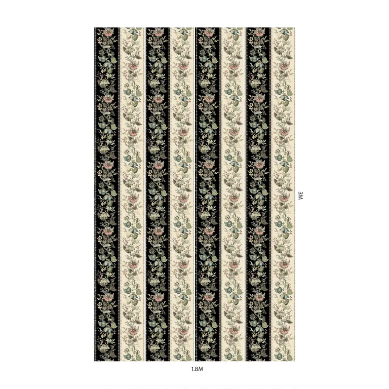 House of Hackney Flora Fantasia wallpaper in Stripe, blooms and foliage in stripe