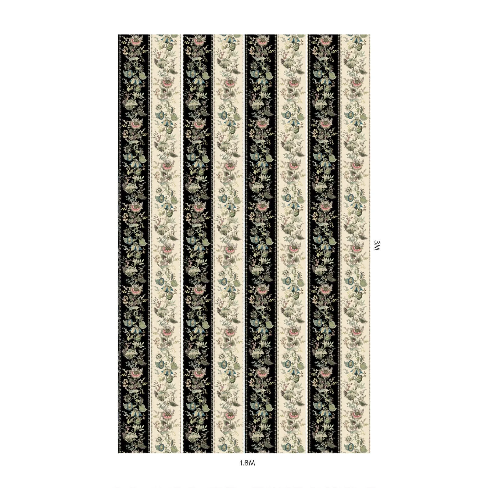 House of Hackney Flora Fantasia wallpaper in Stripe, blooms and foliage in stripe