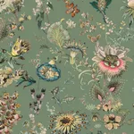 House of Hackney Flora Fantasia wallpaper in Verdigris, blooms and foliage in verdigris