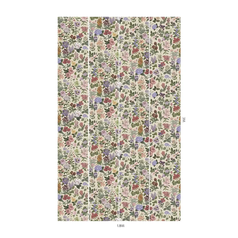 House of Hackney Floralia wallpaper in Ecru, blooms and foliage in ecru