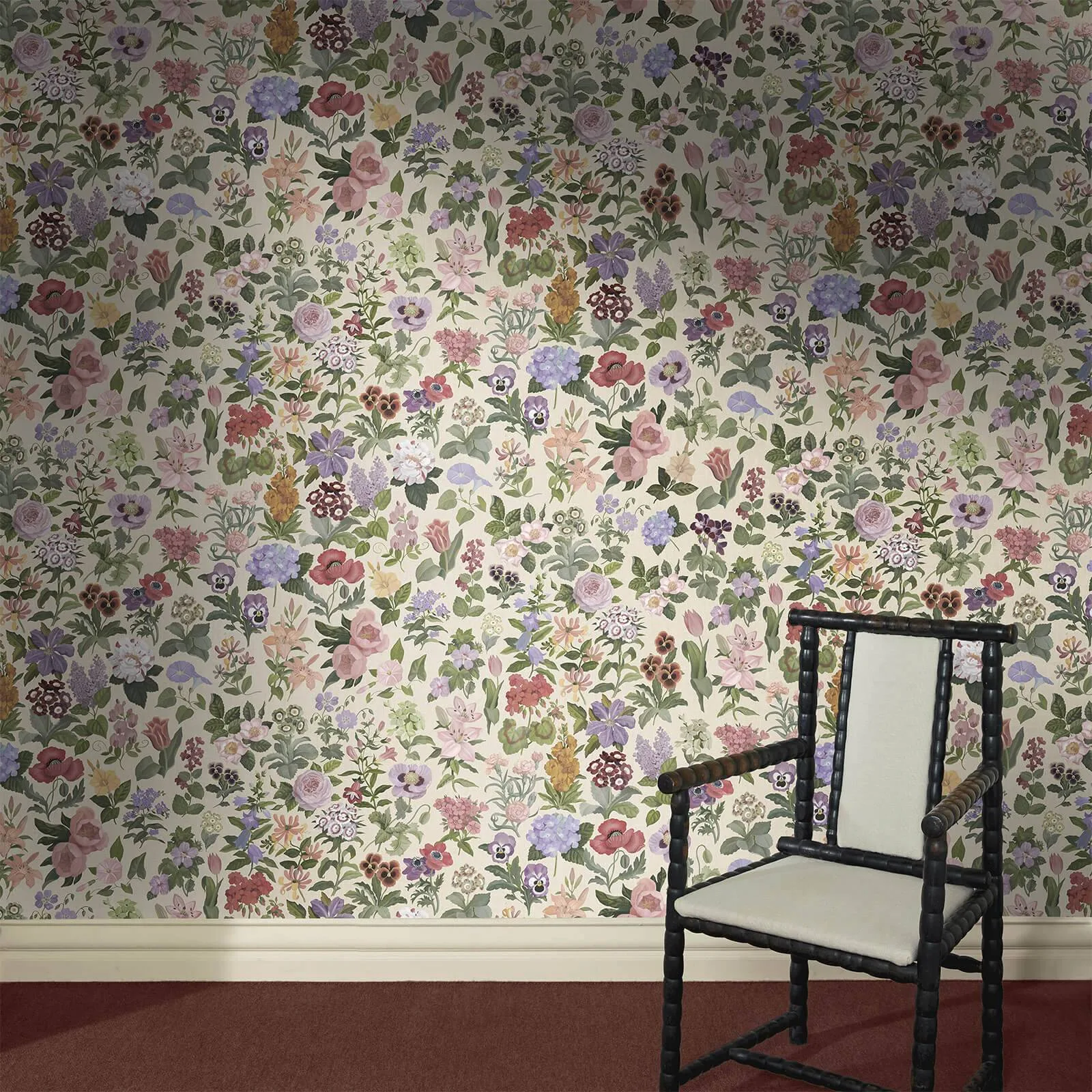 House of Hackney Floralia wallpaper in Ecru, blooms and foliage in ecru