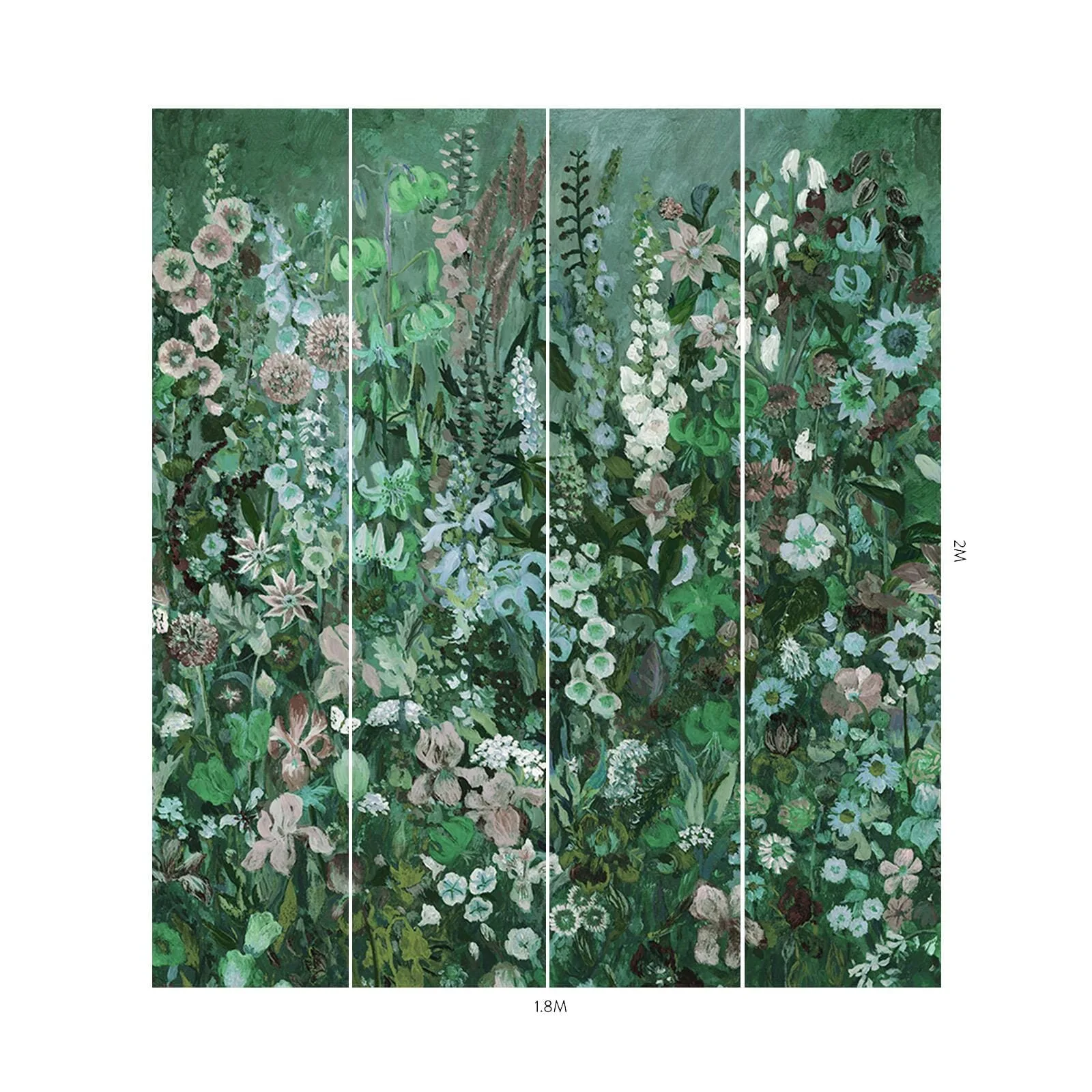 House of Hackney Floribunda Magna Wallpaper in Verde House of Hackney Floribunda Magna wallpaper in Verde, blooms and foliage in verde