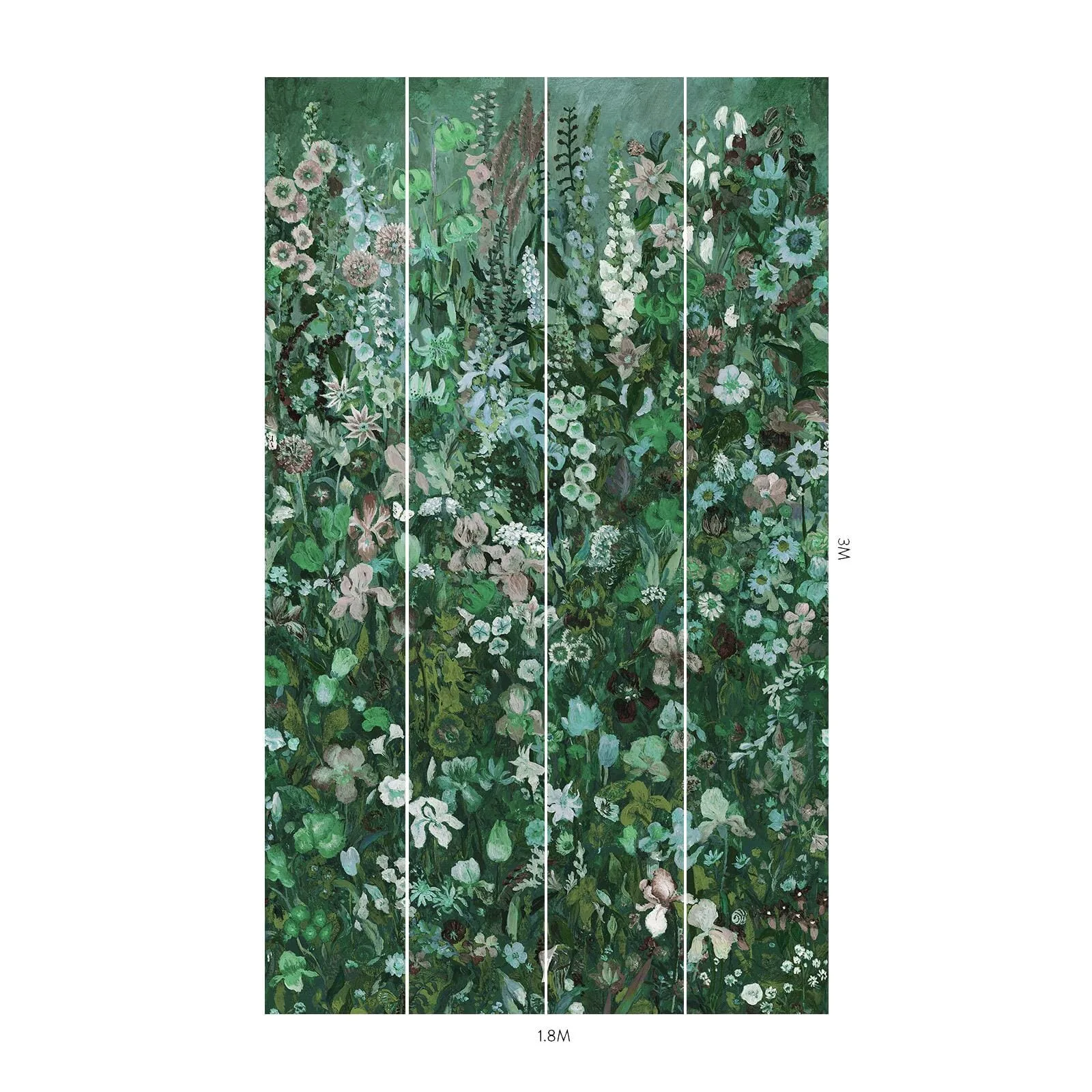 House of Hackney Floribunda Magna Wallpaper in Verde House of Hackney Floribunda Magna wallpaper in Verde, blooms and foliage in verde